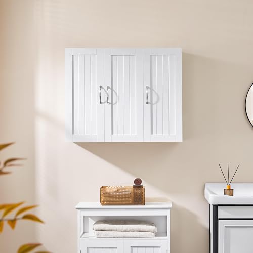 Yaheetech 3-Door Wall Mounted Bathroom Storage Cabinet, Laundry Room, White | MDF with Soft Close Doors and Adjustable Shelves, a Roomy Mirrorless Medicine Cabinet for Over the Toilet, Kitchen or Garage - style: 3 Doors