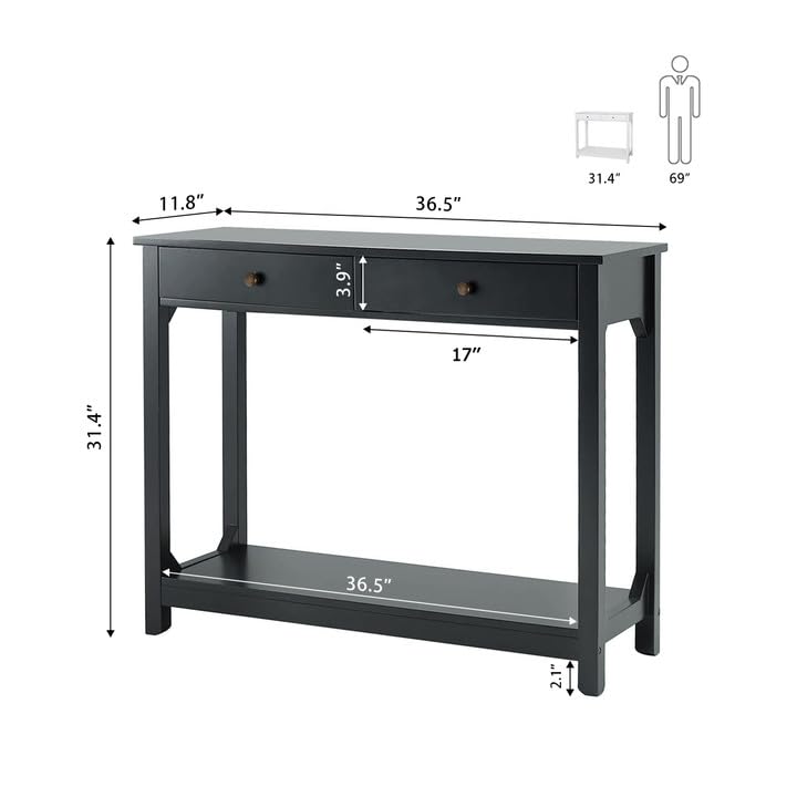 TaoHFE Black Console Table, 39.4"x11.8"x31.5"(L*W*H) - color: Black