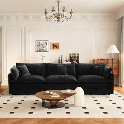103.8" Chenille Modular Sectional Sofa, Modern 3-Seat Couch,Black | Randomly Assemble Modular Sofa Sets, Modern Recliner Deep Seat Sofa Set for Living Room,Office - color: Black, size: 3S