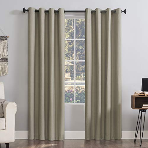 Sun Zero Columbia 2-Pack Thermal Energy Saving 100% Blackout Grommet Curtain Panel Pair, 50" x 84", Stone - color: Stone Beige, size: 50"W x 84"L (Pack of 2)