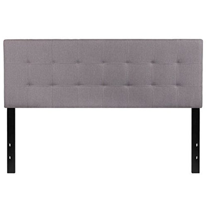 EMMA + OLIVER Light Gray Queen Quilted Tufted Headboard | Adjustable Bed Rail Slots, Fabric Upholstered - color: Light Gray, size: Queen