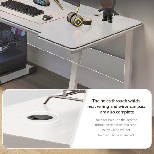 Gaming Desk Computer Writing Table Student Art Modren Simple Style PC Wood Suitable for Home, Office - color: White, size: 47.2*23.6