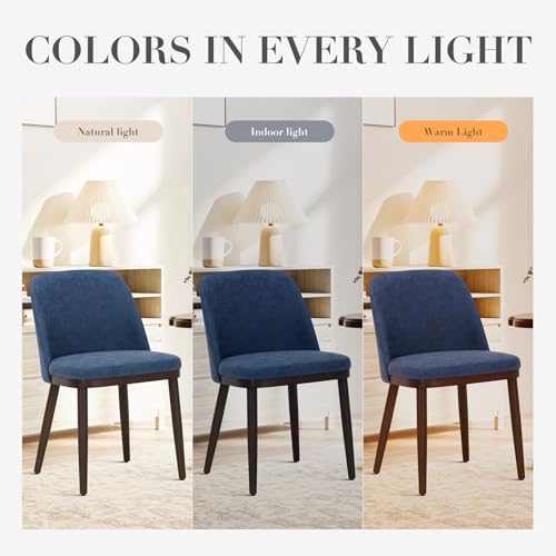COLAMY Upholstered Dining Chairs Set of 4, Modern Kitchen Chairs with Back, Leather Side Dining Room Chairs with Wood Legs for Kitchen Dining Room Restaurant,Blue - color: Blue, size: Set of 4