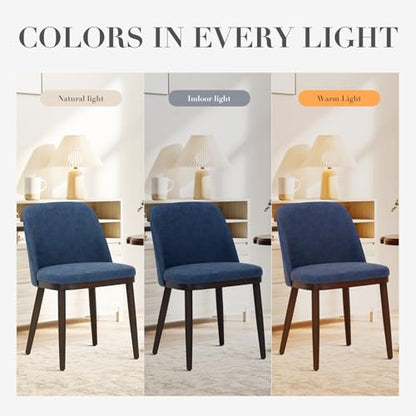 COLAMY Upholstered Dining Chairs Set of 4, Modern Kitchen Chairs with Back, Leather Side Dining Room Chairs with Wood Legs for Kitchen Dining Room Restaurant,Blue - color: Blue, size: Set of 4
