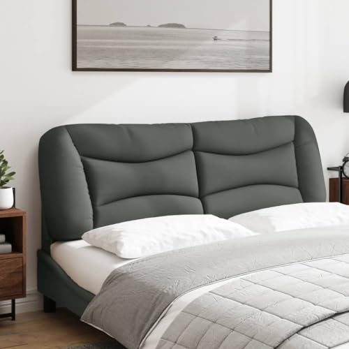 Wall Mounted Headboard Cushion, Dark Grey Upholstered Backrest Pillow for Bedroom Reading, Striped Waveform Fabric Bed Head Support, 61 x 19 Inch - size: 60.2" & 1
