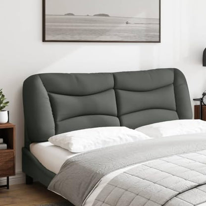 Wall Mounted Headboard Cushion, Dark Grey Upholstered Backrest Pillow for Bedroom Reading, Striped Waveform Fabric Bed Head Support, 61 x 19 Inch - size: 60.2" & 1
