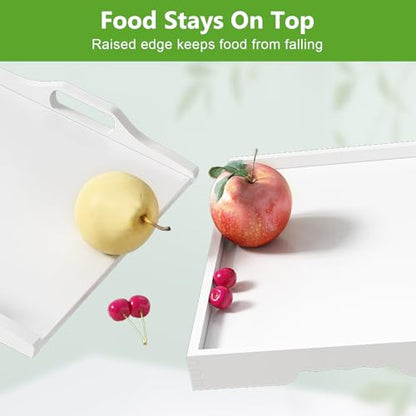Youpehom Bamboo Bed Tray Table with Folding Legs, Large, White | Large bamboo bed tray with folding legs, handles and raised edges for meals, laptops, reading and serving in bed. - color: White, size: Large