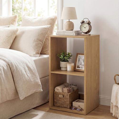 GIANTEX 2-Cube Bookcase, Cubby Bookshelf w/Back Guardrail & Anti-Tipping Kits, 3-Tier Freestanding Storage Organizer with Shelves, Open Back Display Rack for Living Room, Bedroom, Natural - color: Natural, size: 2-Cube