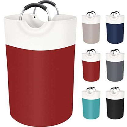 BlissTotes Laundry Basket, Laundry Hamper, Collapsible Laundry Baskets, Dirty Clothes Hamper, Waterproof Laundry Basket with Foam Protected Aluminum Handles for College Dorm, Family 75L (Red) | Collapsible Dirty Clothes Hamper, Foldable Laundry Bag for Do