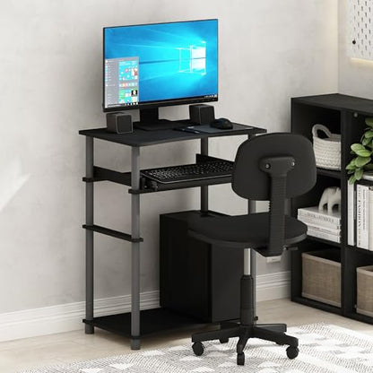 Furinno Home Desk, 23.6" Wide Gaming Desk with Keyboard Tray, Computer Desk, Office Writing Desk for Home Office, Bedroom, Black - color: Black/Grey, size: 15.6 x 23.6 x 29.8 Inch