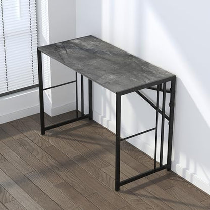 Lutown-Teen Narrow Folding Computer Desk 35 inch, Grey | Writing Gaming Computer Desk for Small Spaces, No Assembly Required Small Office Table - color: Grey, size: 35 Inch
