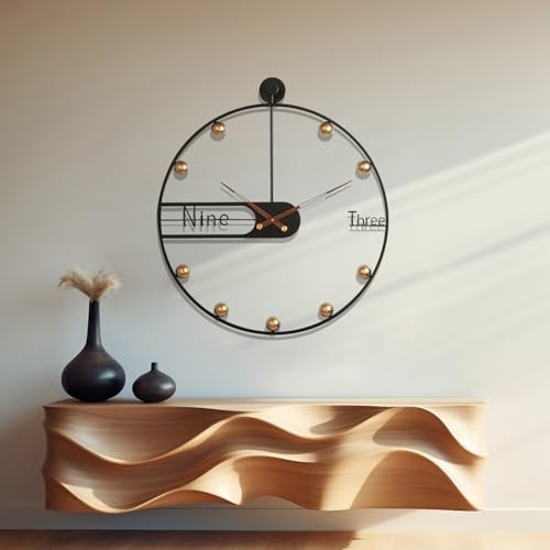 Modern Wall Clock for Living Room Decor Mid Century Metal Large Silent Gold Kitchen Big Wall Clock Art for Bedroom Decorative Office Non Ticking Battery Operated Wall Watch 24 Inch - color: Gold Hemisphere
