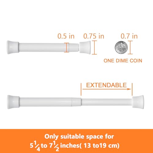 KXLife Smallest Spring Tension Curtain Rod 5.25 to 7.5 Inch, 6 Pack, White | Adjustable Mini Tension Rod, Tension Mounted No Drill, Fit for Narrow Window, Sidelight, Cupboard Dividers - color: White-6 Pcs, size: 5.25-7.5 Inch