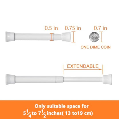 KXLife Smallest Spring Tension Curtain Rod 5.25 to 7.5 Inch, 6 Pack, White | Adjustable Mini Tension Rod, Tension Mounted No Drill, Fit for Narrow Window, Sidelight, Cupboard Dividers - color: White-6 Pcs, size: 5.25-7.5 Inch