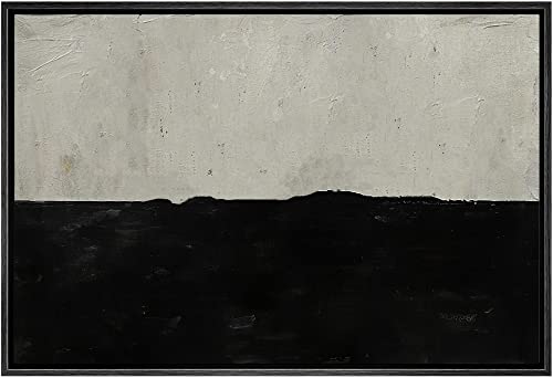 SIGNWIN Framed Canvas Print Wall Art Gray Dark Black Pastel Color Field Abstract Shapes Illustrations Modern Art Decorative Contemporary Chic Minimal for Living Room, Bedroom, Office - 16"x24" Black - color: A11-02-m41, size: 24"L x 16"W