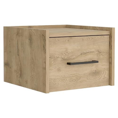 Floating Nightstand Boa End Table Wall Mounted Single Drawer with Handle Macadamia Finish Ideal for Small Bedrooms