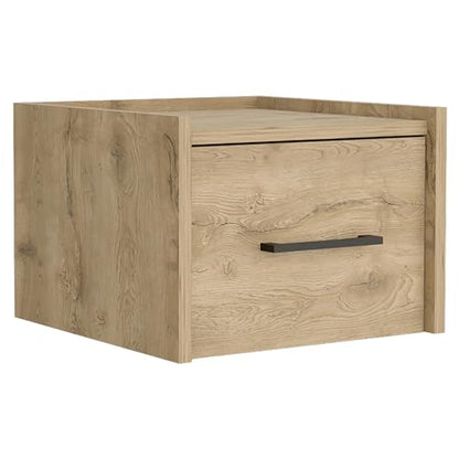 Floating Nightstand Boa End Table Wall Mounted Single Drawer with Handle Macadamia Finish Ideal for Small Bedrooms