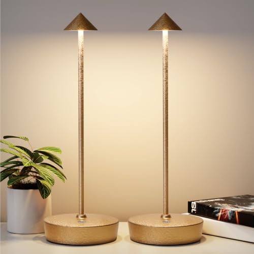 2Pack Rechargeable Cordless Portable LED 6000mAh USB Table Lamp | YIBEN 2Pack Rechargeable Cordless Table Lamp, Portable LED Battery 6000mAh USB Desk Lamp, Light for Restaurants Outdoor - color: Lce Flower Gold