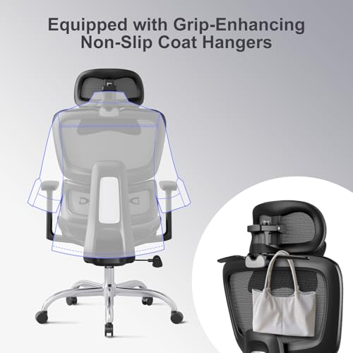 Ergonomic Office Chair with 3D Headrest, Computer Chair with Adjustable Backrest & 3D Armrest, Gaming Chair with Adaptive Lumbar Support, Mesh Backrest & Cushion, Black - color: Black, style: Eco