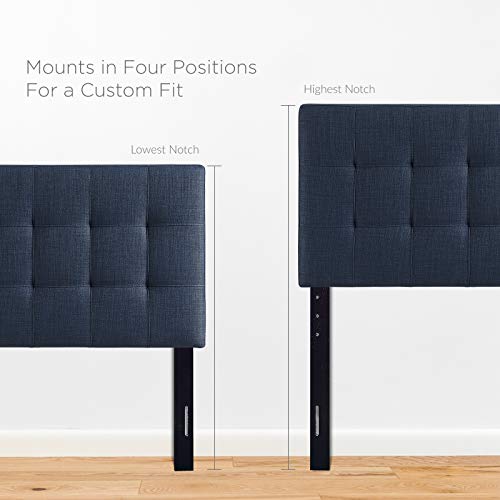 Modway Lily Tufted Linen Fabric Upholstered Twin Headboard in Navy - color: Navy, size: Twin