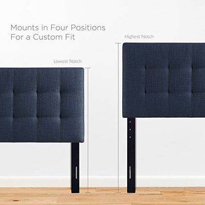 Modway Lily Tufted Linen Fabric Upholstered Twin Headboard in Navy - color: Navy, size: Twin