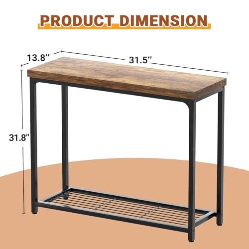 Besiost 32" Industrial Console Table with 2-Tier Storage, Oak Grey - color: Rustic Brown, size: 32 inch, style: 2 Tier