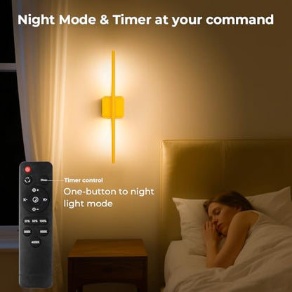 Battery Operated Wall Sconce Wireless Detachable 360°Rotate Dimmable 1 Pack | Rechargeable Wall Light 3000-6500K with Remote Control 10000mAh for Bedroom Living Room 28.3" Gold - color: Gold-Square Base, size: 1 Pack