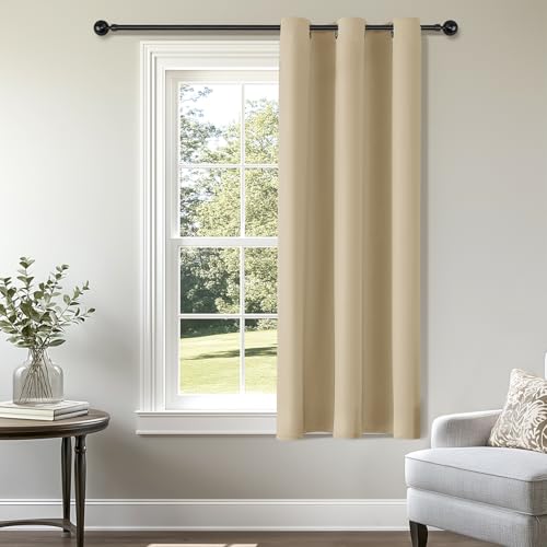 ChrisDowa Small Window Curtains 50 Inches Long for Bedroom Door Curtain | 29W x 50L, Biscotti Room Darkening Drapes, Doorway Curtain for Living Room/Kitchen/Closet, Thermal Insulated, 1 Panel - color: Biscotti, size: 29"W x 50"L (Pack of 1)