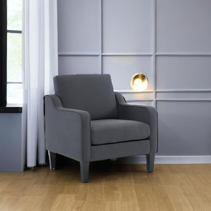 VINGLI Accent Chairs for Living Room Chairs Mid Century Modern Chair Sofa Chair Upholstered Arm Chair with Scooped Arms for Bedroom, Apartment, Office, Studio, Waiting Room, Play Room - color: Dark Grey