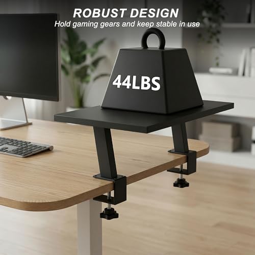 15-Inch Desktop Clamp-on Shelf & Monitor Riser, 2-in-1 Reversible Design – Fits Either Side of Desk, C-Clamp for Stability, Holds 44 lbs, for Gaming PC, Console & Office Setup - size: 15-INCH