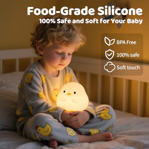 Rytinazzz Duck Night Light, Color Changing Mode & 50-Hour Battery, Squishy Silicone Lamp for Kids Room, USB Rechargeable with Timer, Mothers Day Gifts - color: Colorful Duck