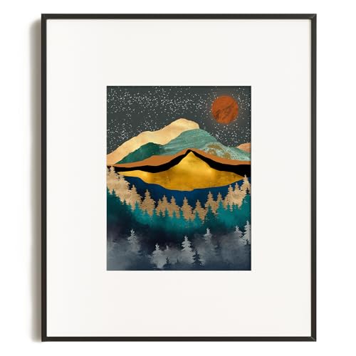 YUMKNOW Boho Mountain Wall Decor - Unframed 16x20, Bedroom Pictures, Abstract Office Gifts, Posters for Room Aesthetic, Teal Bathroom Decorations, Mid Century Modern Nature Wall Art for Living Room, - size: 16"L x 20"W
