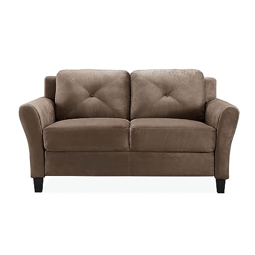 Studio Living Harrington 57.9" Loveseat, Transitional Modern, Pocket Coil Comfort, Easy Assembly, Microfiber Fabric, Brown - color: Brown, size: Loveseat