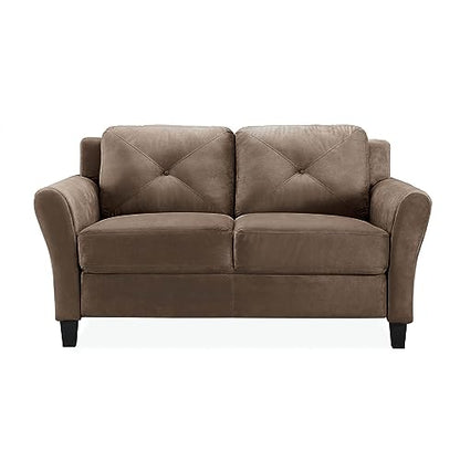 Studio Living Harrington 57.9" Loveseat, Transitional Modern, Pocket Coil Comfort, Easy Assembly, Microfiber Fabric, Brown - color: Brown, size: Loveseat
