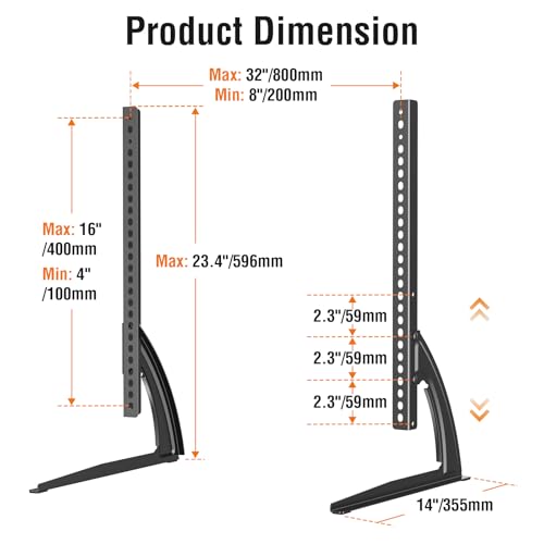 ELIVED Universal Table Top TV Stand for Most 27-55 Inch Flat/Curved TVs | TV Base Height Adjustable Legs Stand, Replacement TV Feet Holds up to 88lbs, Max VESA 800x400mm