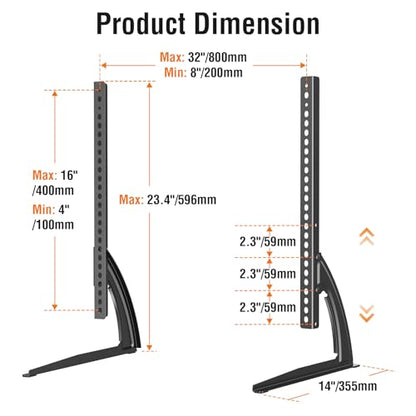ELIVED Universal Table Top TV Stand for Most 27-55 Inch Flat/Curved TVs | TV Base Height Adjustable Legs Stand, Replacement TV Feet Holds up to 88lbs, Max VESA 800x400mm