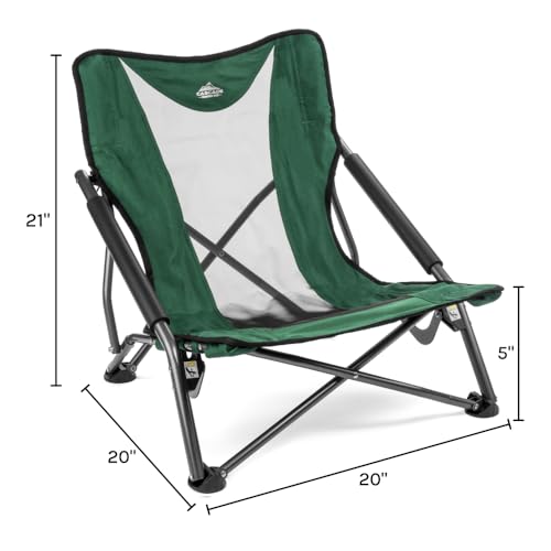 Cascade Mountain Tech Folding Camp Chair for Camping, Beach, Picnic, Barbqeues, Sporting Events with Carry Bag - color: Green