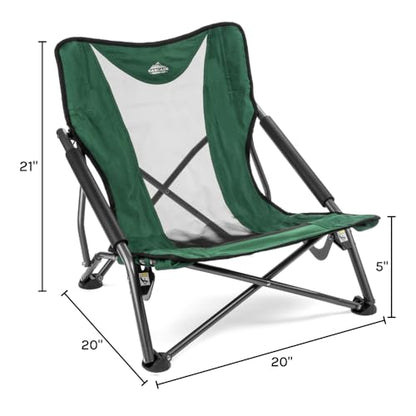 Cascade Mountain Tech Folding Camp Chair for Camping, Beach, Picnic, Barbqeues, Sporting Events with Carry Bag - color: Green