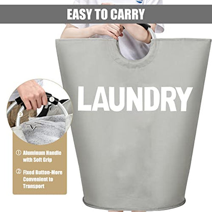 DOKEHOM 160L XX-Large Laundry Basket (7 Colors), Collapsible Laundry Bag, Foldable Laundry Hamper, Folding Washing Bin (Grey, XXL) | Freestanding tall washing bin & foldable laundry bag. Extra large clothes storage basket with durable sturdy handles - col