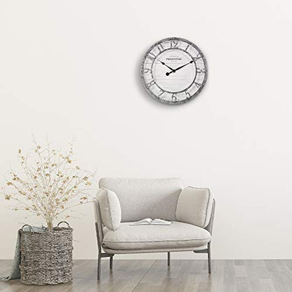 10" Farmhouse Series Wall Clock | Quartz Movement, Shiplap Style, Raised 3D Arabic Numeral, Galvanized Finish - color: Galvanized Finish, size: 10 inch