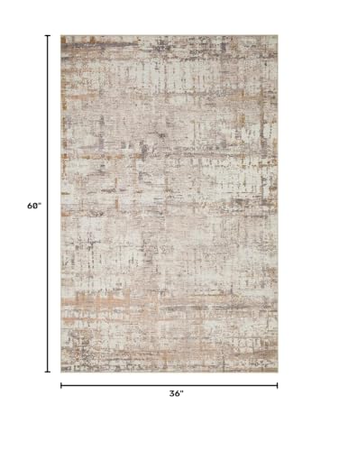 3x5 Entryway Rug,Beige Washable Bedroom Area Rug | Machine Washable, Non-Slip, Stain Resistant Low Pile Modern Carpet with Rubber Backing for Dining Room Kitchen Home Decor - color: Beige Grey, size: 3' x 5' (Rectangular)