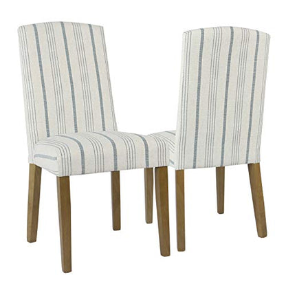 HomePop Classic Parsons Dining Chair - Blue Calypso Stripe (Set of 2) - color: Blue Calypso Stripe, style: Pack of 2