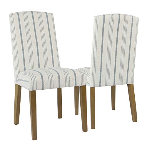 HomePop Classic Parsons Dining Chair - Blue Calypso Stripe (Set of 2) - color: Blue Calypso Stripe, style: Pack of 2