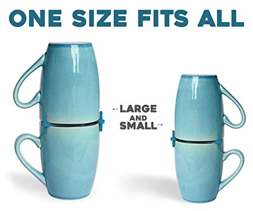 Mug Stackers for Kitchen Cabinets, Coffee Cup Stacker 6-Pack, Blue | Stack Glasses, Gadgets, Individual Stackable Disc, Organize Drinkware in Cupboards, Rv Drinkware Storage - color: Blue