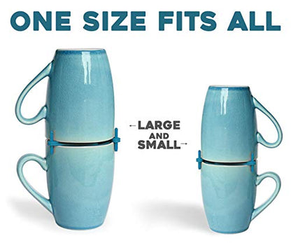 Mug Stackers for Kitchen Cabinets, Coffee Cup Stacker 6-Pack, Blue | Stack Glasses, Gadgets, Individual Stackable Disc, Organize Drinkware in Cupboards, Rv Drinkware Storage - color: Blue