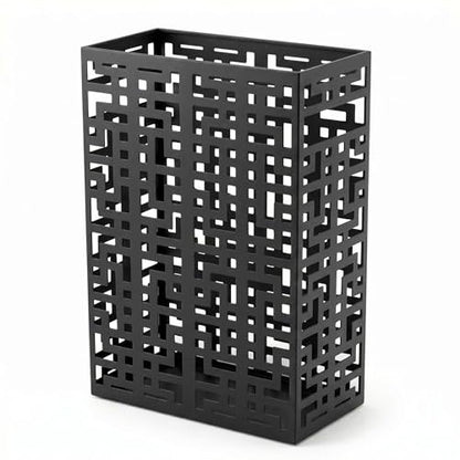 BEWBBAT Umbrella Stand Rack for Entryway, Hollow Metal Holder, FreeStanding Storage Bin for Long Umbrellas, Holds 6-7, Black