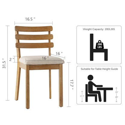 SIMTONAL Farmhouse Dining Set (Oak, 4 Pcs Chairs) | Modern Wooden Dining Chairs for Home, Kitchen, Dining Room, Small Spaces - size: 4 Chairs