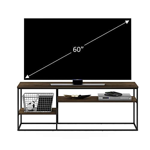Furinno Moretti TV Stand for TVs up to 65 Inch, 3-Tier Rustic Brown Entertainment Center, Open Back TV Console with Cable Management, for Living Room, Bedroom, Brown Walnut