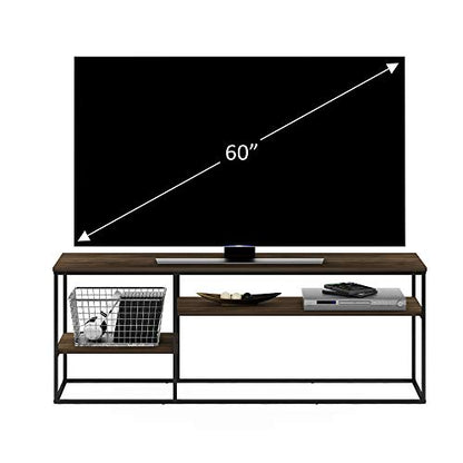 Furinno Moretti TV Stand for TVs up to 65 Inch, 3-Tier Rustic Brown Entertainment Center, Open Back TV Console with Cable Management, for Living Room, Bedroom, Brown Walnut