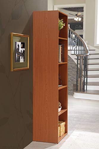 HODEDAH IMPORT 5 Shelve Bookcase cabinet, Cherry - color: Cherry, size: 5-Shelf